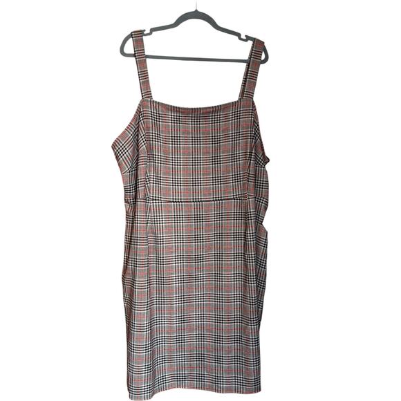 NEW AVA & VIV Dress Plus 3X Plaid Jumper Pinafore Fall Career Office Brown Black - Picture 8 of 9